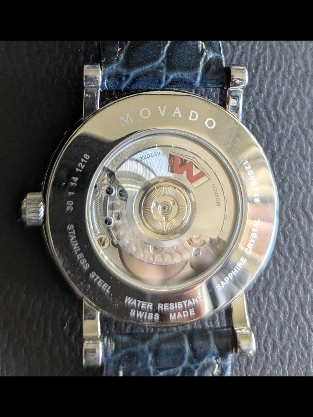 Movado Black Dial Diamond Bezel Watch with Black Strap - Picture 9 of 14